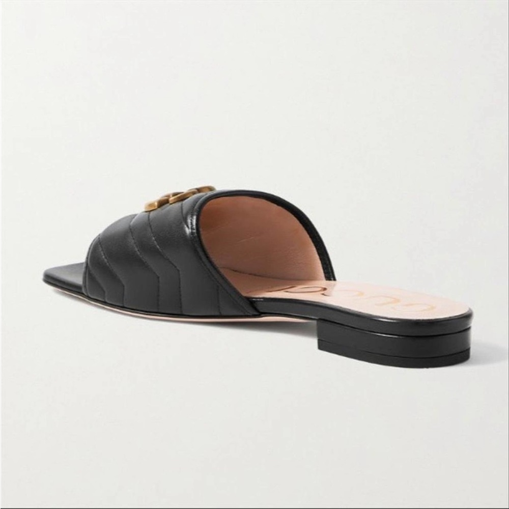 GUCCI Marmont GG logo quilted leather slides sandals - Picture 3 of 5